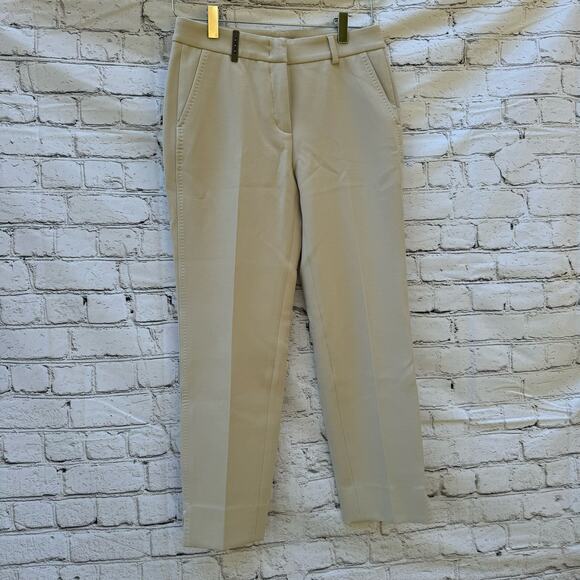 Peserico Trouser Cropped Tailored Handmade Khaki Italian Size 40 Versatile Work - Picture 1 of 10
